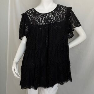 torrid Black Lace Flutter Sleeve Top